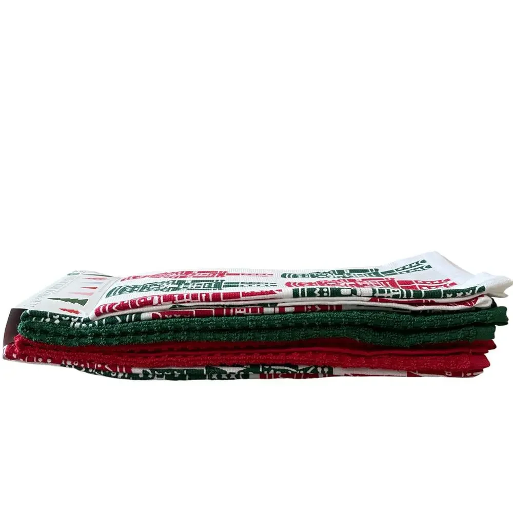 La Cuisine Christmas NUTCRACKER Kitchen Towels Set of 4 HOLIDAY Green Red White